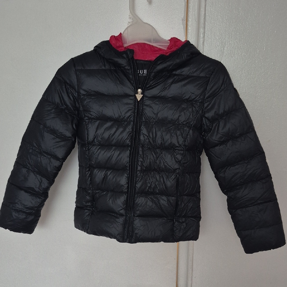 Guess Kids Black and Red Puffer Jacket
